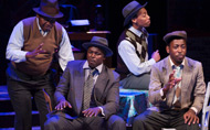 The cast of Sophiatown beautifully front-lit by Dennis Hutchinson with Robert Juliat Dalis LED cyclights rigged at ground level.